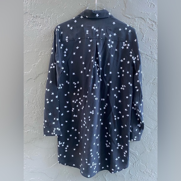 Equipment Femme 100% Silk Shirt Dress Button Down Stars Celestial Starry Night M - Picture 6 of 10